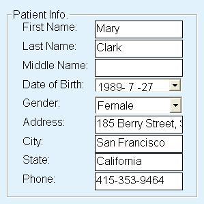 4.5.1 Patient Information Click Add Patient in the Patient Setup window to add a new patient. Complete the Patient Info. by entering First Name, Last Name and other fields shown below.