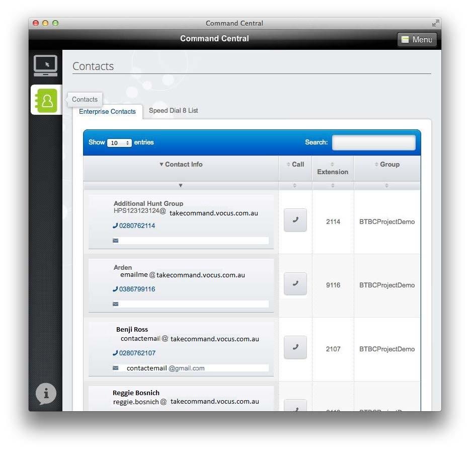 Contacts Command Central gives you access to all the contacts in your business from the Dashboard.
