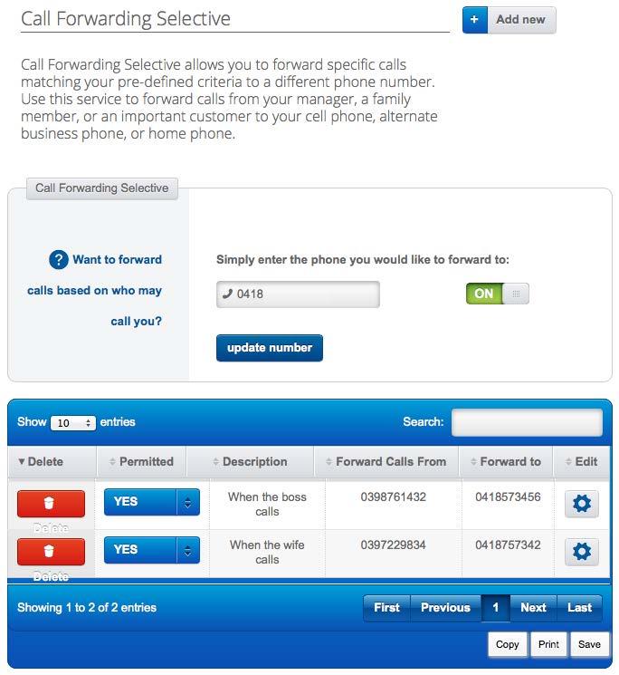 Call Forward Selective Call Forwarding Selective allows you to forward calls from different callers to different numbers based on your own pre-defined criteria.