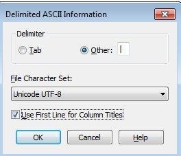 c) Select File Type Delimited ASCII (*.txt) and select WPPOI text file from your local directory. d) Select Delimiter Other and type in text box.