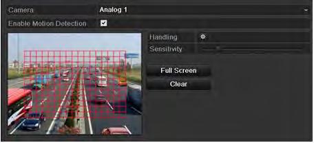Check checkbox to enable motion detection, use the mouse to draw detection area(s) and drag the sensitivity bar to set sensitivity.