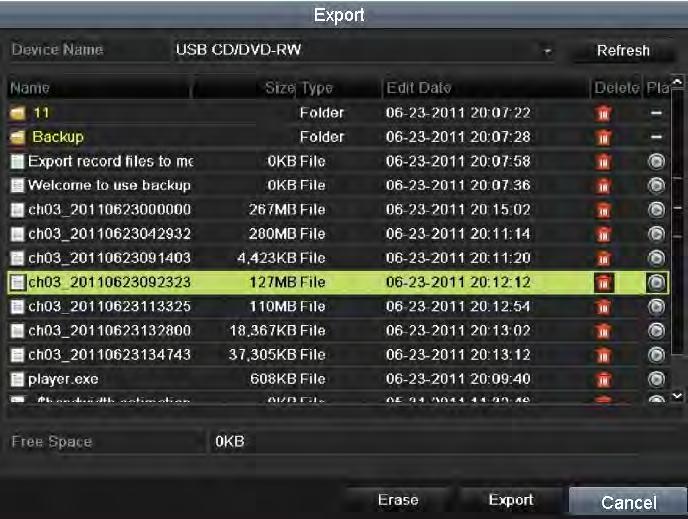 Figure 7. 7 Checkup of Export Result using USB Writer Backup using esata HDDs Note: This function is supported by 24/32ch DVR. 1. Enter Record>Advanced and set the usage of esata HDD at Export.