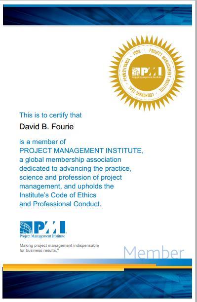 Project Management Institute (PMI ) Membership Membership fee $139 first year (then $129 per year) Your Name Benefits: PMP examination costs reduced from $555 to $405 (save $150) and