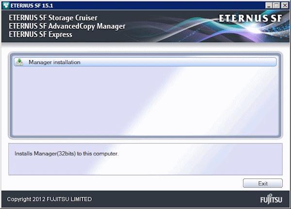 3. The following screen is displayed. Click the [Manager installation] button.