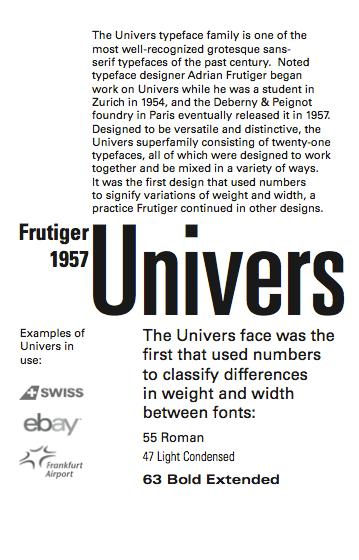 Univers When combined, all 21 variations can be used together to