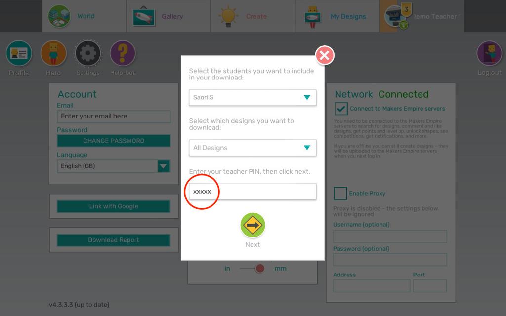 3. Select the username of the student whom you d like to download a report for, or select All users on this device to download a report on all student s work created on that device. 4.