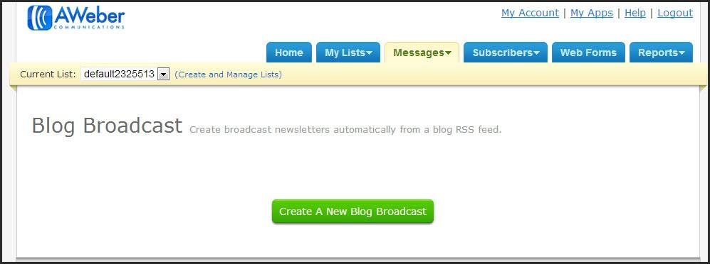 Blog Broadcasts Blog broadcasts are a little bit different than standard broadcast messages. Blog broadcasts actually sync up with your blog. You can set it up to email all of your new blog posts.