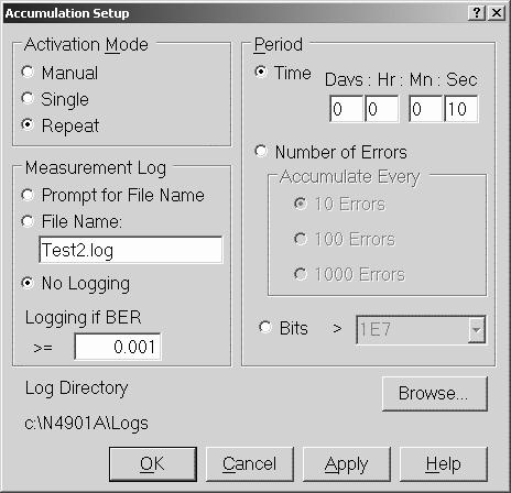 Modifying the Test Setup Inserting Errors You can add a single bit error to the data stream by pressing the Error Add button. You could also loosen the data cable and wiggle it carefully.