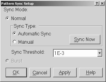 Setting Up the Instrument Open the Pattern Sync Setup dialog box.