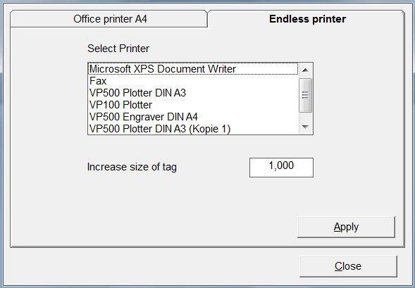 a window opens with the Printer tab showing all printers available. Now select the TT printer required.