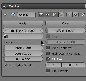 Add a Solidify modifier to the Cabin