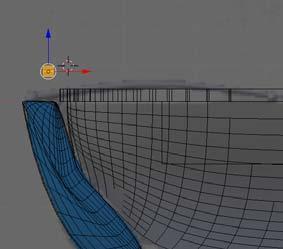 Place your 3Dcursor above the rudder and add a NURBS Surface Cylinder