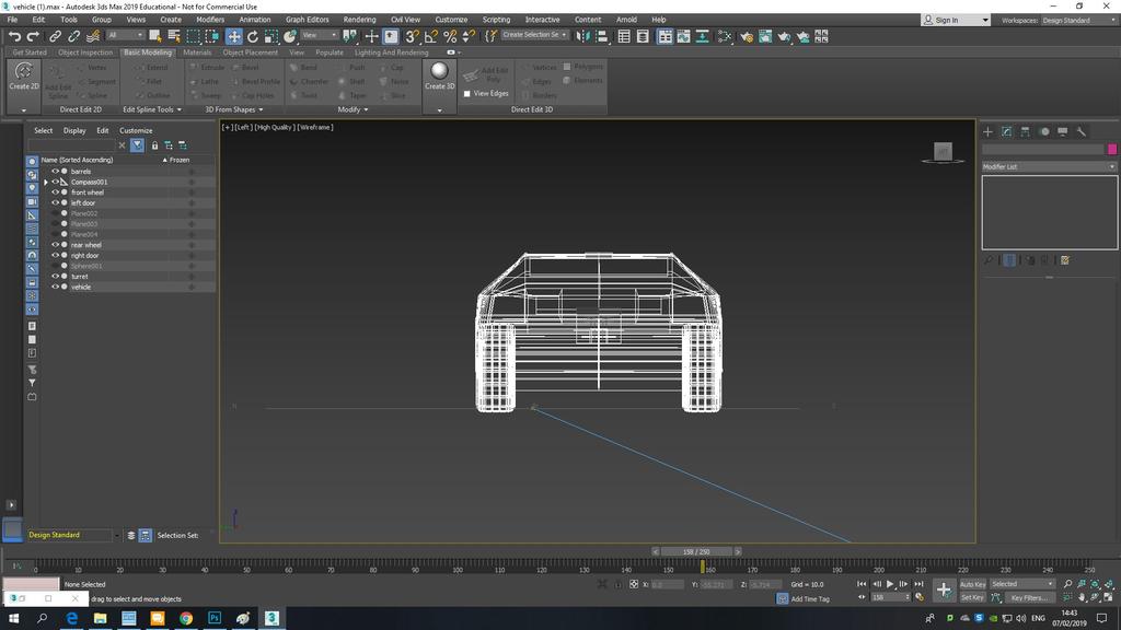 Wireframe Renders Front view Back