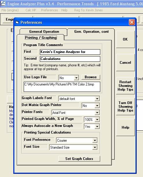 Figure A 24 New Preferences This section Program Title Comments is available only in the Plus version, and lets you specify 2 lines of text and some