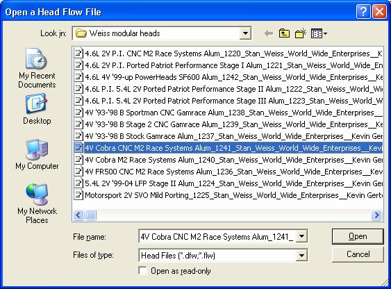 Figure A 11 Importing Head Files from Other Company s Programs. Use this standard Browse screen to find the Head Files with.dfw or.