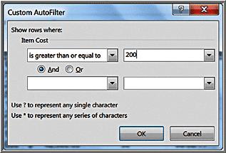 This displays a list of options. Select Greater Than Or Equal To... from the list.