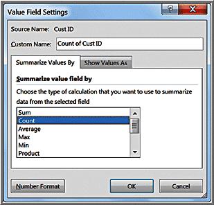 Changing Value Field Settings Active