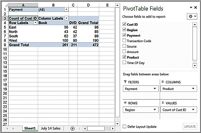 Using the PivotTable Report Filter Dragging a field