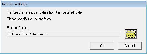 Specify the restore source folder and click on the [OK] button.