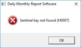 * When the software cannot be started up The message shown on the right is displayed if the driver for the hardware key has not been installed. Install the device driver for the hardware key.