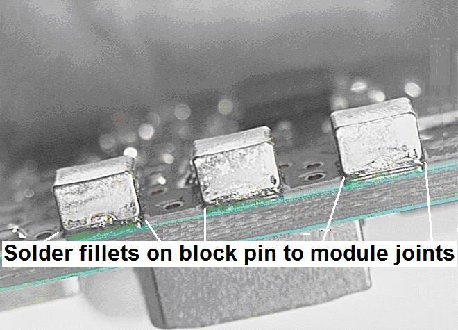 Solder Joint Verification X-Ray Verification The X-ray pictures of the block pin solder connections, as shown in Fig.