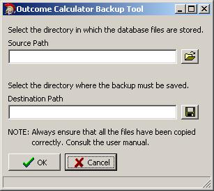 Figure 31 Archive Tool Screen Backups are made by simply specifying the location of the existing database and giving a location for the backup.