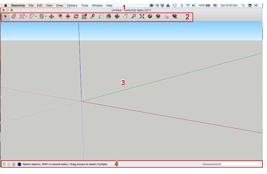 1. Menu and Title bar Like other software, the majority of SketchUp tools, commands, and settings are available through the menus on the menu