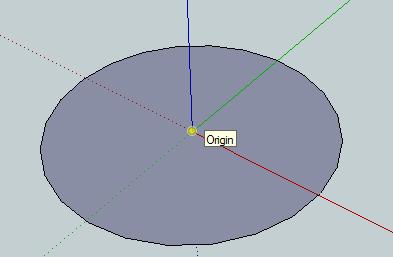 Click on the origin point again (yellow dot) to get the rectangle started. Gently move the cursor to the outside edge of the circle along the red axis.