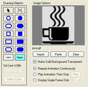 Using Image Objects After loading an image and pre-selecting the desired option