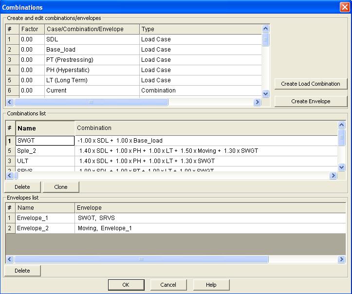 Chapter 1 BASIC OPERATIONS AND MAIN MENU Load Combinations/Envelopes. This menu item enables you to create load combinations and envelopes. Once clicked, the Combinations dialog window opens (Fig. 1.8-20).