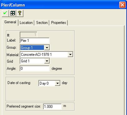 To create a Column, use the following procedure: Click on the Create Column tool. The dialog box shown below will open.
