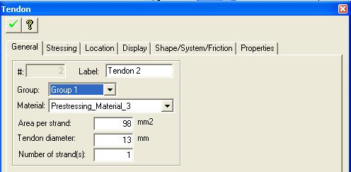 Chapter 2 TOOLBARS AND DIALOG WINDOWS FIGURE 2.14-4 TENDON PROPERTY BOX Create Stay. This tool creates a stay with the properties input in the corresponding dialog.