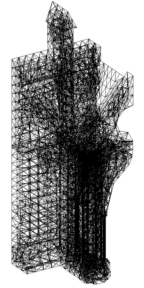 Figure 4 FEM-mesh of the western part of the entrance, line-representation and hidden/fill-representation 4 Linear elastic analyses 4.