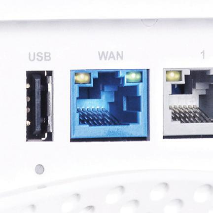 C Connect the included Ethernet cable between the blue WAN port on the Router and an Ethernet port on your Internet modem.