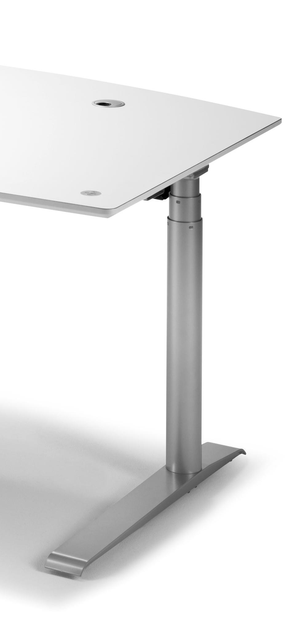 DIONE DESKS With sit-stand function Table top in 23 mm MDF with bevelled edge.