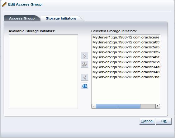 Discovering a SAN server This example uses a generic ISCSI SAN server, so a default access group is created.