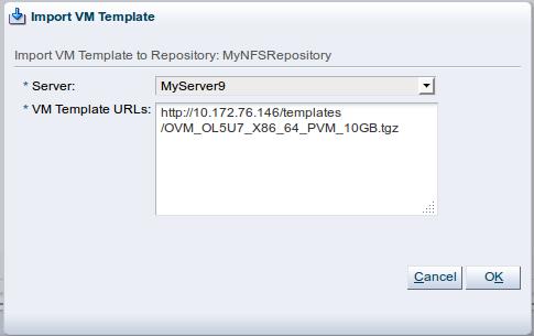 Importing a virtual machine template 8.2 Importing a virtual machine template This example shows you how to import a virtual machine template.