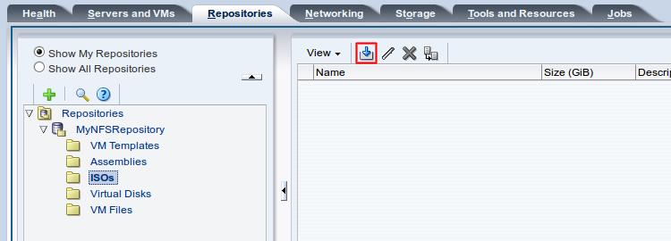 Replace the name and URL of the ISO file with that of your file. To import an ISO file: 1. Click the Repositories tab.