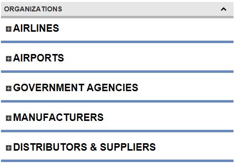 The Commercial Channel Homepage Organizations Segmented into five major industry sectors: Airlines.