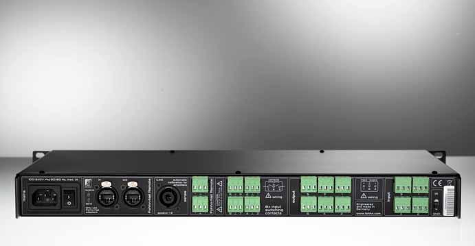FC-9 DSP system controller Technical specifications Type FC-9 frequency response 20 Hz - 20 khz +/- 1 db DA/AD converter 24 bit / 48 khz dynamic range 110 db, A-weighted 20 Hz-20 khz propagation