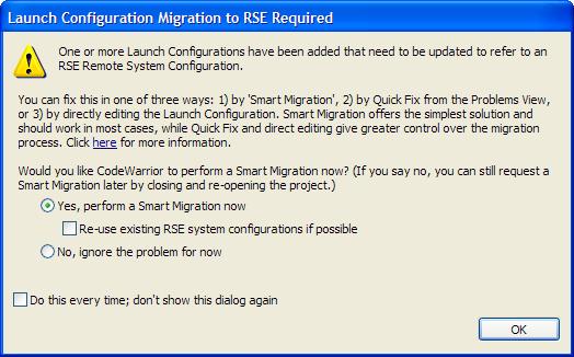 It notifies the user when a new set of launch configurations need to be migrated. Figure 5.