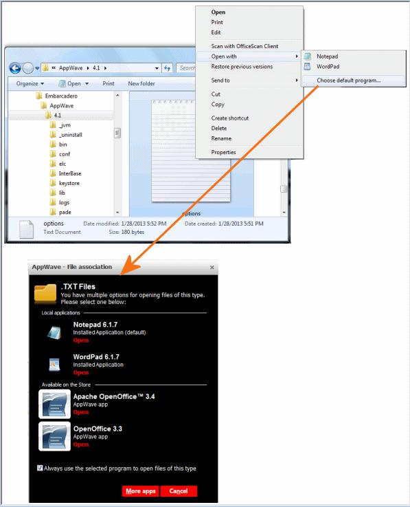 USE APPWAVE BROWSER APPS > RUNNING APPS FROM THE WINDOWS DESKTOP RUNNING APPS FROM THE WINDOWS DESKTOP Smart App Links allow you to right-click a document and open the app associated with that