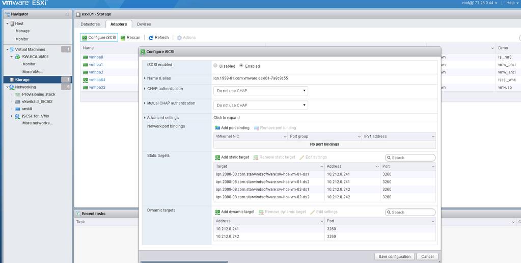 Configure iscsi and select the Enabled option to enable Software iscsi storage adapter. 77.