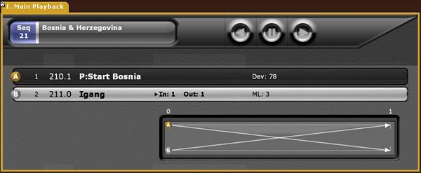 Sequences - Playback views The Playback views look like this It provides information in blue about the current step, in yellow and with a graphical time representation the next step.