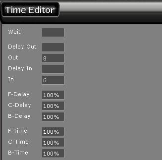 The Time Editor Popup The Time Editor (also part of the Record popups Advanced tab) allows you to edit the main times of a sequence step from a popup.