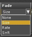 Dynamics - Fade A Dynamic Effect can fade in size, rate or both when played back in a Sequence. When faded manually in a Master Playback, size will follow the fader (0-100%).