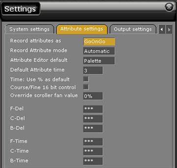 System Settings - Attribute Press SETUP and use the right/left arrows to select the Attribute