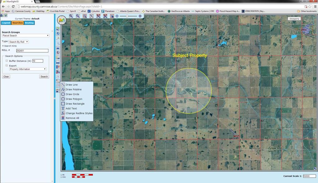 Annotate Your Map Add text, a line, or a circle around a property. Click on the Redline Tools on the left side between the legend and the map.