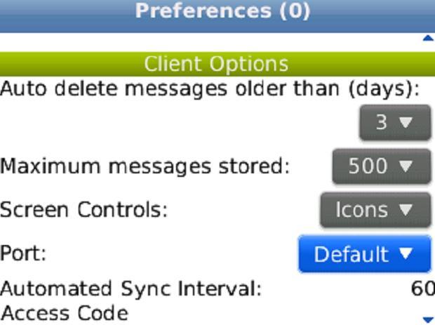 13. Scroll to the Port preference. The Default option becomes highlighted. 14.