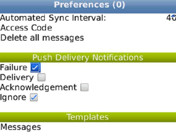 3. Choose the Preferences menu option. The Preferences screen displays. 4. Scroll to the Push Delivery Notifications section. The section displays. 5. Enable any desired options.